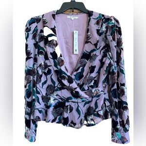Willow & Clay Velvet Burnout Wrap Blouse Dusty Lilac Size Large
